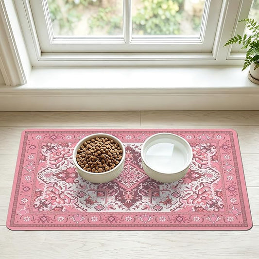 Pet Feeding Mat for Floors Waterproof Dog Mat for Food and Water Absorbent Quick Dry Non Slip mat for Cat Bowls