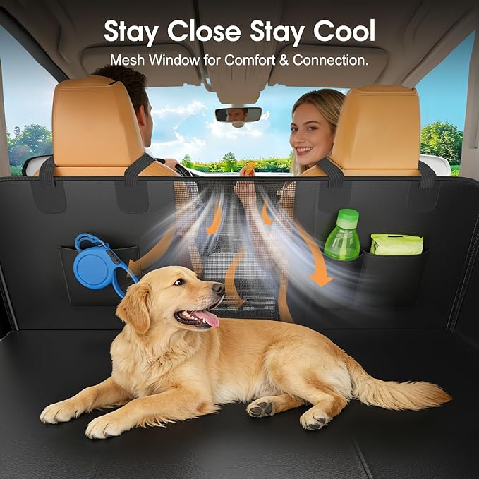 Hard Bottom Dog Car Seat Cover for Back Seat, 52"x65" Waterproof PU Leather Hammock with Side Flaps, Non-Slip Heavy Duty Protector for SUVs & Mid-Size Trucks, Supports Up to 450 lbs – Green