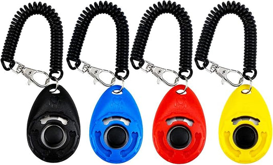Pet Training Clicker with Wrist Strap Dog Training Clicker Set Clicker Training Tools for Dog, Cat, Bird, Horse, etc (4 Color)