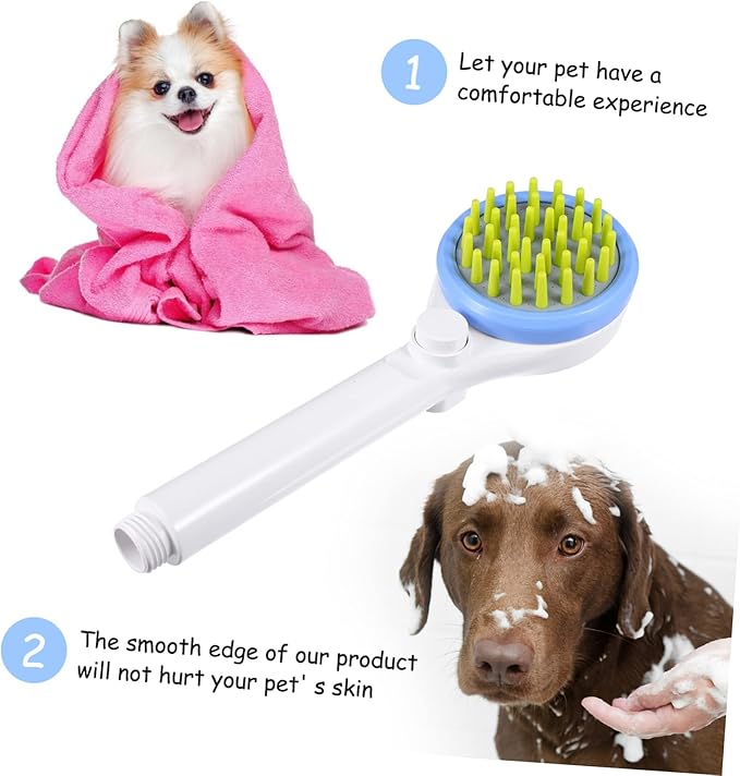 Yardwe Abs Dog Shower Sprayer with Hose Powerful Full Coverage Puppy Shower Sprinkler and Pet Massage Brush for Efficient Bathing and Grooming Water Saving Handheld Pet Bath Tool