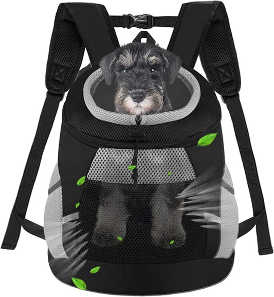 SMONT Dog Backpack Carrier Pet Lightweight Dog Carrier Backpack Small Dog Front Backpack Breathable Dog Carriers for Small Dogs with Safety Belt for Outdoor Hiking Travel Use S (2-7 lbs) Black