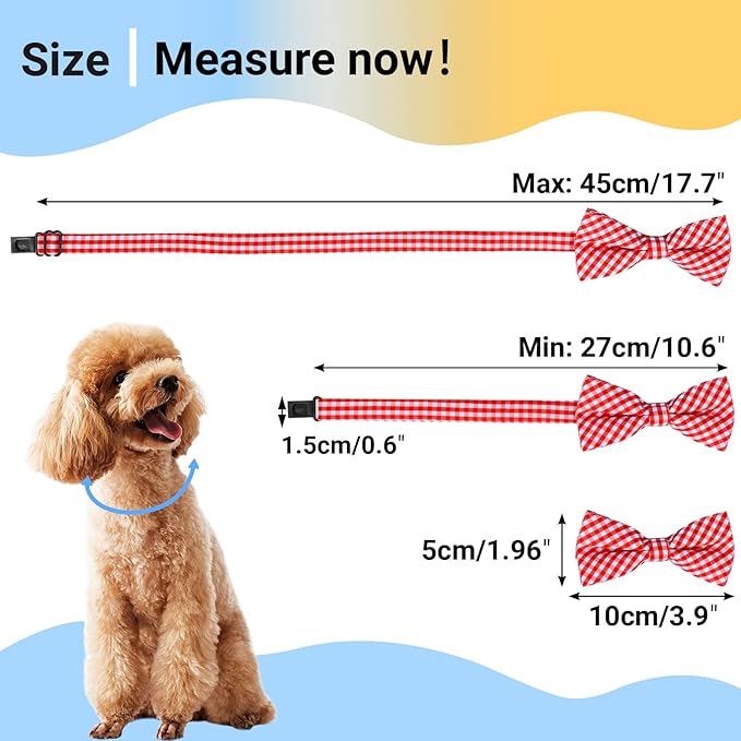 Segarty Dog Bow Tie Plaid, Bowties for Dogs, Adjustable Dog Bow Collar, Pet Grooming Bows for Dogs Cats Boy and Girl Small Medium Large Dogs Wedding Thanksgiving Christmas Costumes Neck Bow Attachment