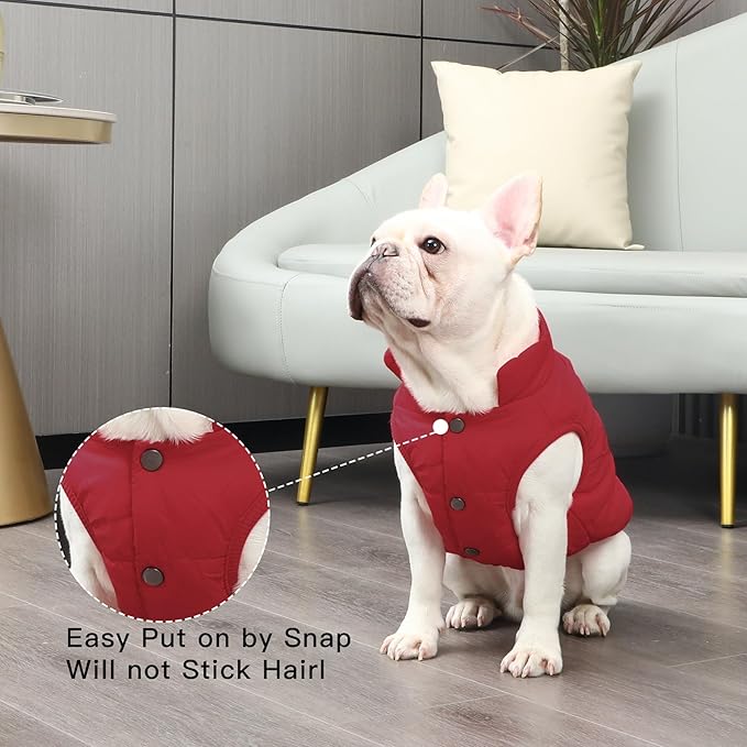 JoyDaog 2 Layers Fleece Lined Warm Dog Jacket for Winter Cold Weather,Soft Windproof Large Dog Coat,Red XXXL