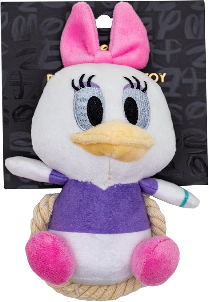 Buckle-Down Disney Dog Toy, Disney Daisy Duck Chibi Sitting Pose Pet Toy, Plush with Rope