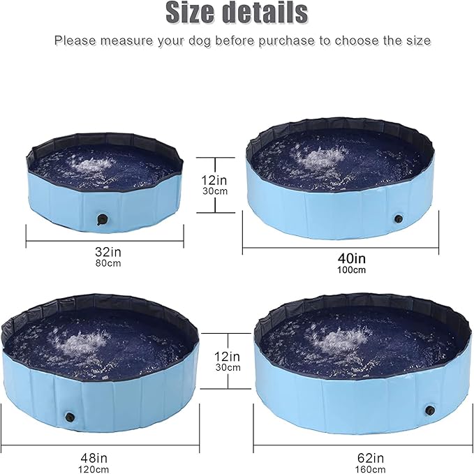 Dog Pool Foldable pet Pool Large Dog Swimming Pool pet Swimming Pool PVC Non-Slip Pool for All Kinds of Pets 63-12in