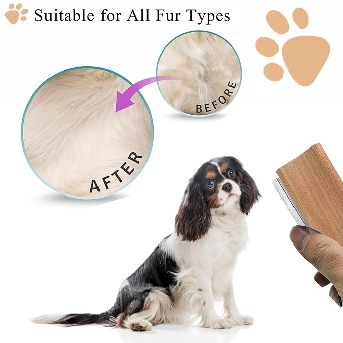 Wooden Deshedding Brush for Dogs, Cats & Horses, Deshedding Grooming Tool Curry Comb Pet Hair Removal Tool, Deshedding Dog Brush Combs for All Hair Types, 4.33 Inch