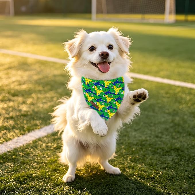 Lionet Paws Summer Football Dog Bandana Washable Cotton Handkerchief Scarf Triangle FIFA Club World Cup Bandana for Medium Large Dogs Girl Boy