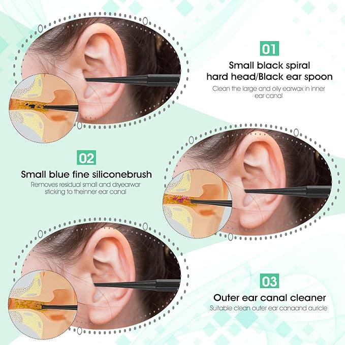 8 Pcs Earwax Cleaners,Silicone Ear Wax Removal Tool,Spiral Ear Cleaning Kit Reusable Soft Silicone Ears Cleaner Safe Ears Scratcher Scoop Tool Earwax Removal Tools for Olders Adult Kids