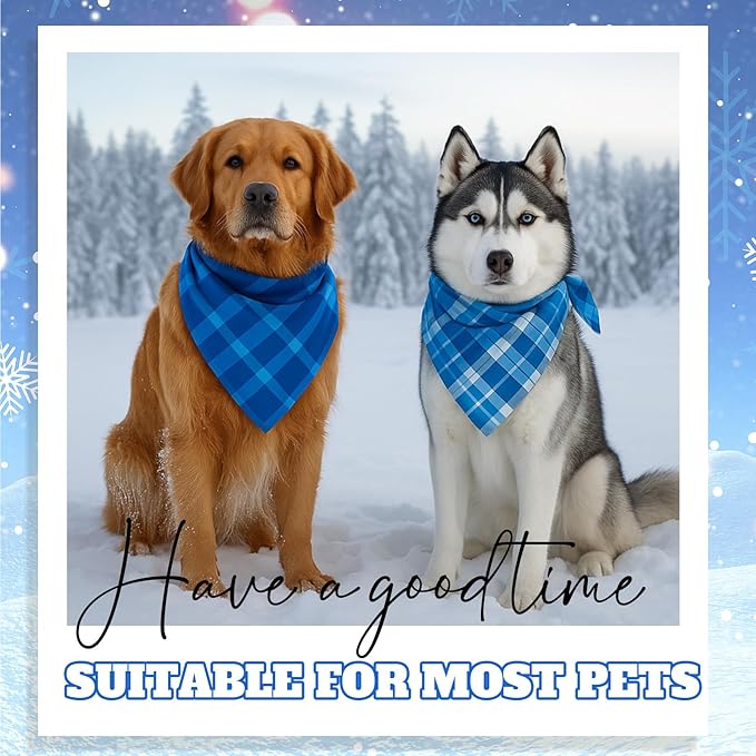 Abbylike 100 Pcs Plaid Dog Bandanas Bulk Blue Checkered Bandanas for Dogs Triangle Kerchief Bibs Scarf Set for Pet Holiday Party Costume Photo Props Accessories Pet Shops, 25 Styles