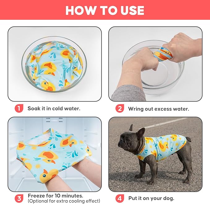 KYEESE 2Pack Dog Cooling Shirt, Breathable Dog Shirt for Small Medium Dogs, Sun Protection Dogs Cooling Vest Tank Top, Lightweight Soft Sleeveless Summer Pet Clothes, Duck+Blue, XL
