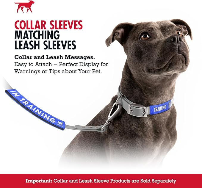 Tuff Pupper 2-Pack Waterproof Collar Sleeves | Fits Any 3/4 Inch Wide Dog Collar | Dual Sided Message | Durable Silicone & Neoprene | Odor & Stink Proof | Easy Slide On & Off (in Training, Small)