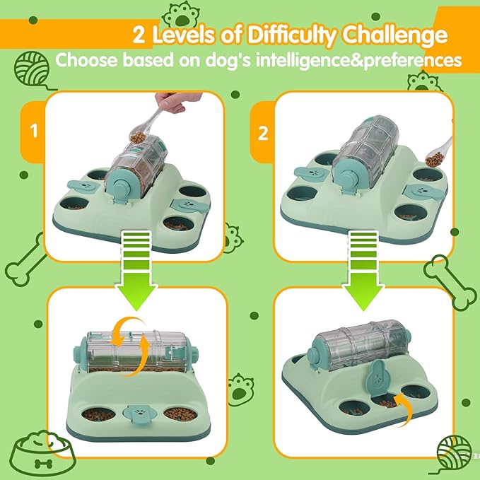 Paw-Activated Rolling Interactive Dog Treat Puzzle Toys for IQ Training & Mental Stimulating,Fun Slow Feeder,2 Levels of Challenge