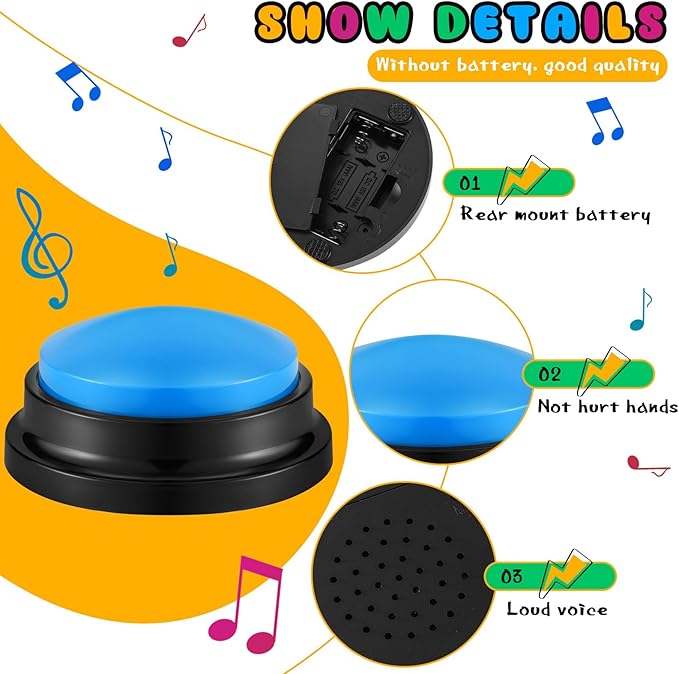 Honoson 8 Pieces Recordable Answer Buzzers Button for Trivia Games Show Buzzers Recording Buttons Gifts for Classroom Team(Blue,Green Color)