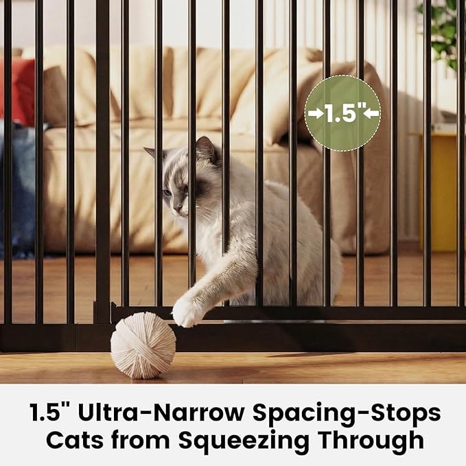 Gardner Pet Extra Tall Cat Gate 49"-86" Adjustable Height, Tall Pet Gate for Doorways/Hallways with 27.5"-37" Adjustable Width Baby Gate with 4 Extensions Kits, No Drilling Pressured Mounted (White)