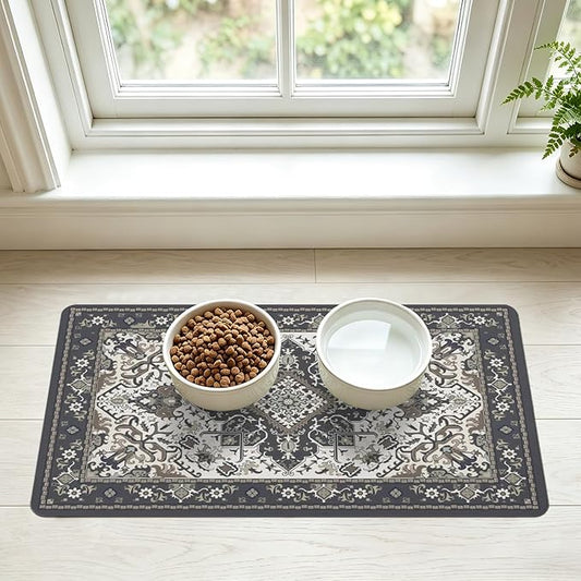 Pet Feeding Mat for Floors Waterproof Dog Mat for Food and Water Absorbent Quick Dry Non Slip mat for Cat Bowls