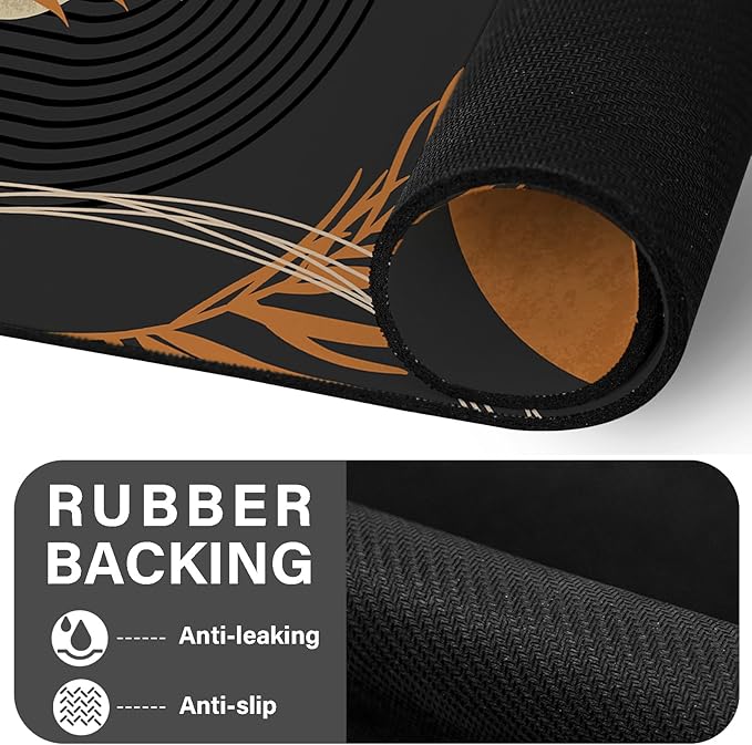 Cat Food Mat for Floors Waterproof Dog Mat for Food and Water Bowl Quick Dry Easy to Clean Nonslip Pet Mats, 12 * 20, Retro