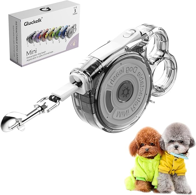 10ft Retractable Dog Leash for Small Dogs, Puppies and Cats, 360° Tangle-Free Walking Leash, One-Handed Brake, Compact Portable for Pets of Small Size