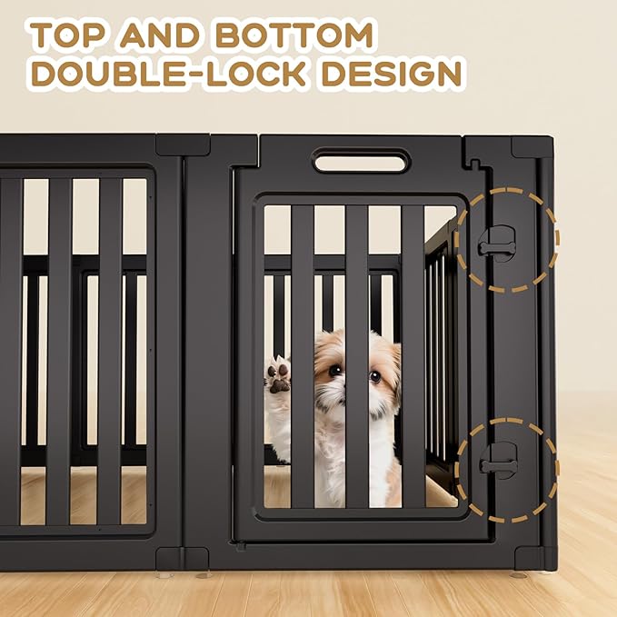 Dog Playpen, Clear Dog Pen, Dog Pen Indoor, Easy to Install and Remove Dog Play Pen, Puppy Playpen Suitable for Dogs, Cats,Dog Playpen Indoor (Black, 30.3 inch Height, 8 Panels)