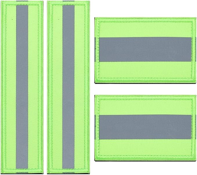 WEBEEDY 4 Pcs 2 Sizes Reflective Safety Patches Blue Hook & Loop Reflective Patches Tactical Military Patch Outdoor Safety Strips for Night Sportsperson Cycling Camping Events Decoration Gear