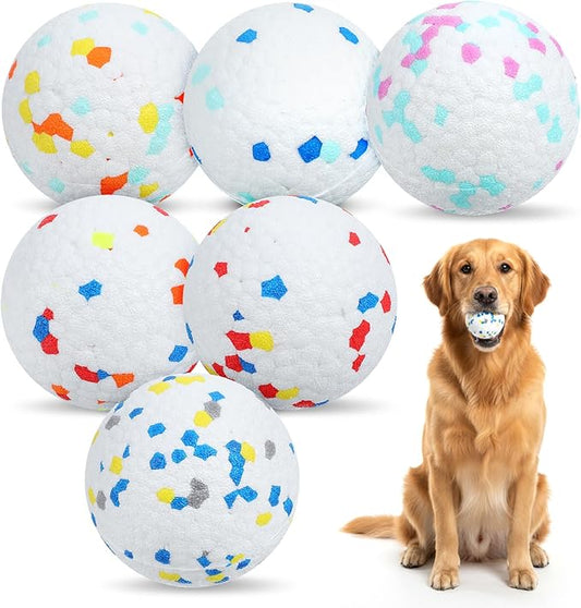6 Packs 2.5 Inch Dog Ball, ETPU Dog Balls for Aggressive Chewers, Indestructible Bouncy Floating Tennis Balls for Large Medium Dogs, Tough Tennis Ball for Dogs Fetch Toy