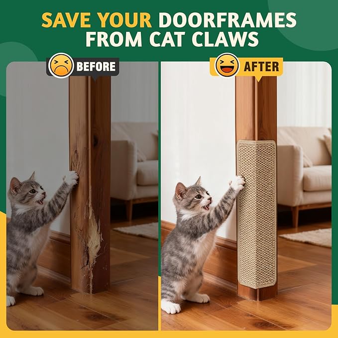 ENONCI Door Protector from Cat Scratching 19.6" x 7.8" Cat Wall Corner Scratcher, Anti Scratch Door Frame Furniture Protector for Indoor Cats