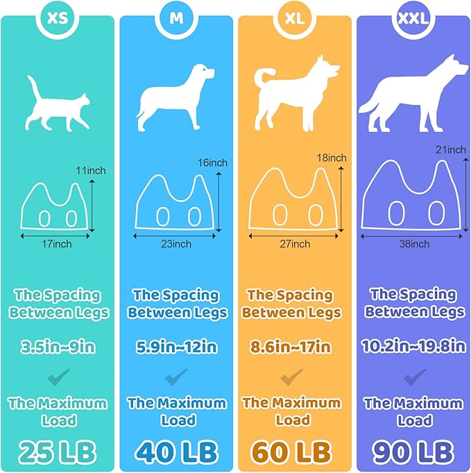 Pet Grooming Hammock Harness with Nail Clippers/Trimmer, Nail File, Comb, Cute Printed Breathable Cats & Dogs Hammock Sling for Grooming (XL, Black)