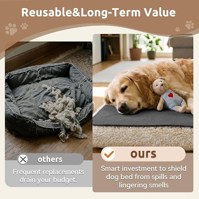 MontVoo Washable Dog Bed Cover, Absorbent Quick Dry Pet Bed Sheet, Easy Hair Removal Couch Cover for Dog/Cat, 32x45 Inches, Waterproof PU Backing Dog Bed Mat for Car Seat, Crate, Cover Only, Darkgrey