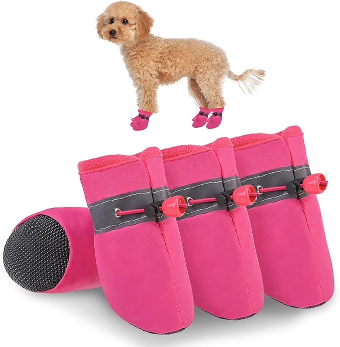 SCENEREAL Dog Shoes for Hot Pavement for Small Medium Dogs Paw Protectors, Summer Heat Boots Resistant Waterproof Soft Outdoor Walking Indoor Hardfloors, Pink Size 4