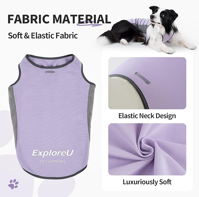 Dog Shirt, Cooling Vest Lightweight Breathable, Dog T-Shirts All-Season UV Protection Pet Clothes Quick Dry Soft Stretchy Pet Shirt Vest For Small Medium Large Dogs (Lilac Ether 1PC, X-Large)