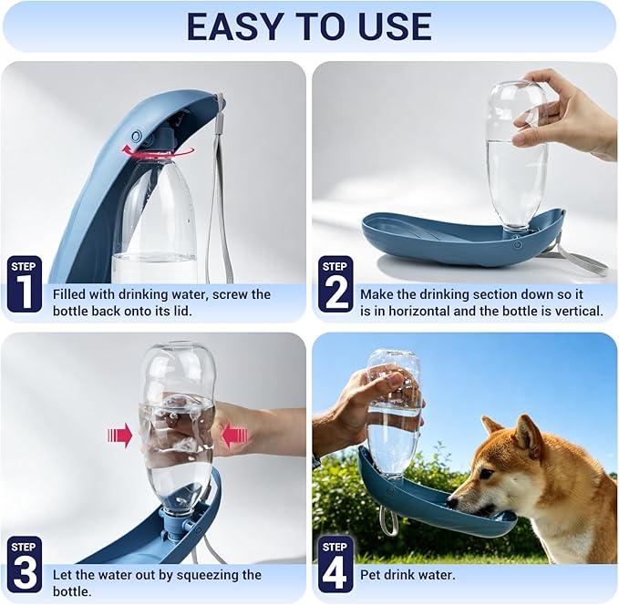 Portable Dog Water Bottle, 18.5OZ Large Dog Travel Water Bottle Leak-Proof Pet Water Dispenser with Carrying Lanyard, Ideal for Outdoor Walking Hiking Travel