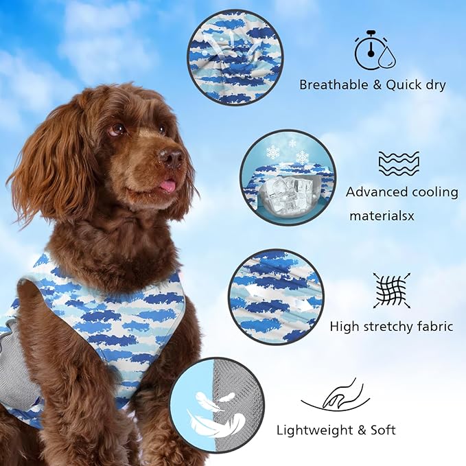UPF 50+ Sun Protection Dog Shirt 2 Pack - Sleeveless Reflective Vest for Small Medium Dogs Boy, Quick-Dry Sports Fan Pet T-Shirt, UV Protective Breathable Dog Clothes P23ST00505XXL