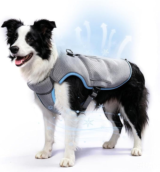 Mora Pets Cooling Vest for Dogs with Ice Pack Evaporation Cooling Fully Adjustable Dog Harness Fit Small Medium Large Dogs Light Blue L