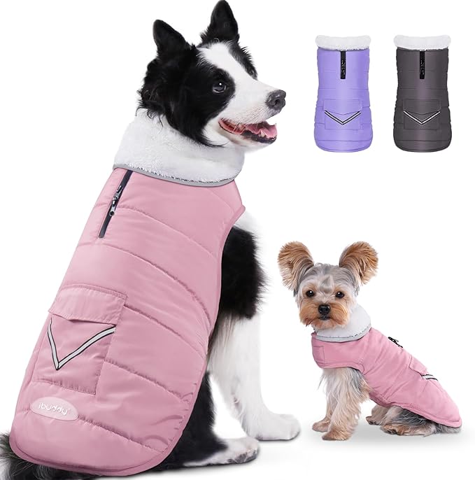 Dog Winter Coat for 2X- Large Dogs, Easy on XXL Dog Snow Jacket Velcro Waterproof Pet Puffer Clothes with Harness Hole Adjustable Reflective Quilted Pet Cold Weather Vest for Girl Female