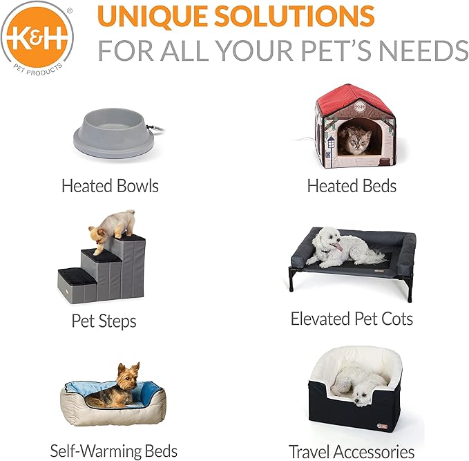 K&H Pet Products Bucket Booster Dog Seat with Safety Leashes, Washable, Sturdy for Small, Medium Dogs - Heated Charcoal/Cream