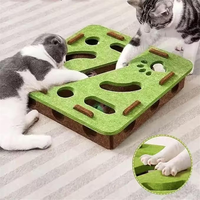 2026 New Cat Nail File Enrichment Box,Cat Scratch Puzzle Enrichment Box,Interactive Cats Toy with 3 Bell Balls for Indoor Cats Self Play,Encourages Hunting Instincts (H)
