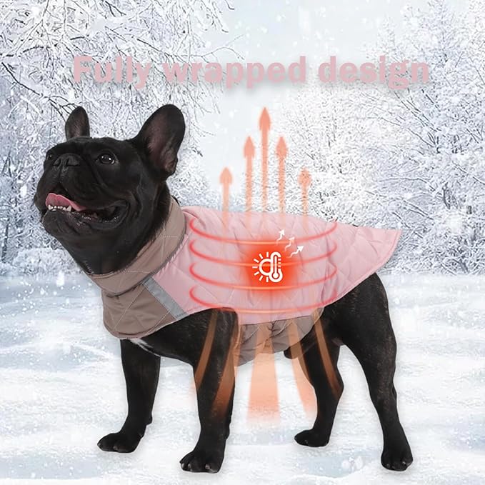 Dog Winter Coat for Large Dogs,Warm Reversible Puffer Jacket Lightweight Pet Vest Snowsuit with D-Ring,Waterproof Dog Cold Weather Coats Small to Large Breed Dogs Clothes,Pink,XL