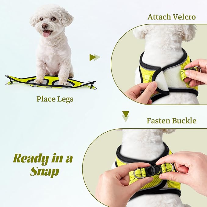 YIMEIS Dog Harness and Leash Set, No Pull Soft Mesh Pet Harness, Reflective Adjustable Puppy Vest for Small Medium Large Dogs, Cats (Fluorescent Yellow, Small (Pack of 1)