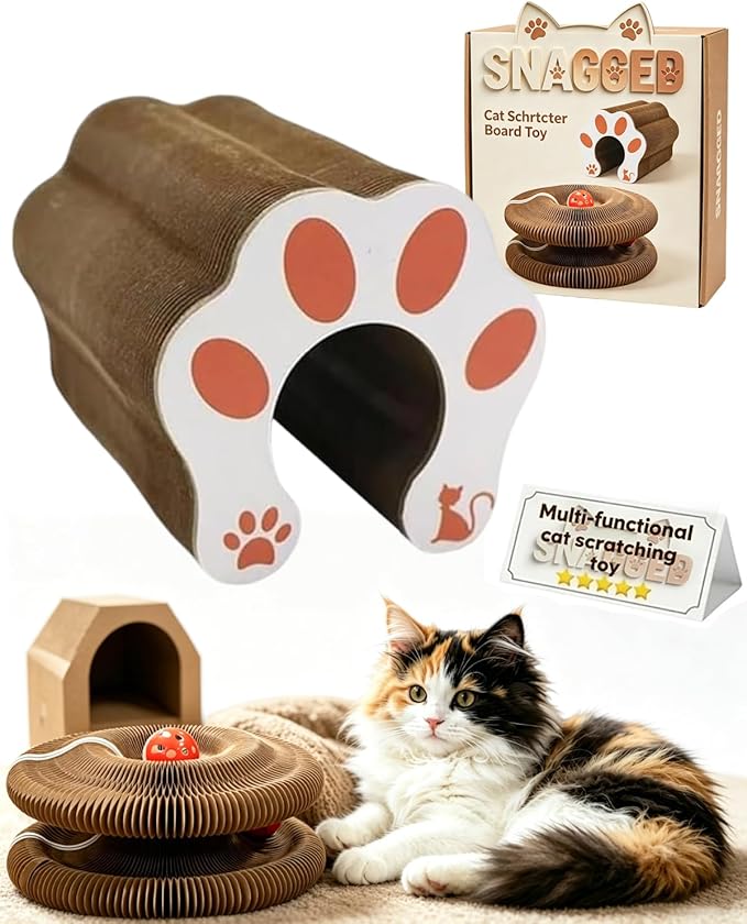 Cat Scratcher Board Toys,Interactive Magic Organ Bell Ball Track,Bored Kitty Indoor Cardboard Gifts,Round Pet Paw Scratch Pad,No Posts Puzzle Tree Tower Bed House,Circle Tunnel Nail File
