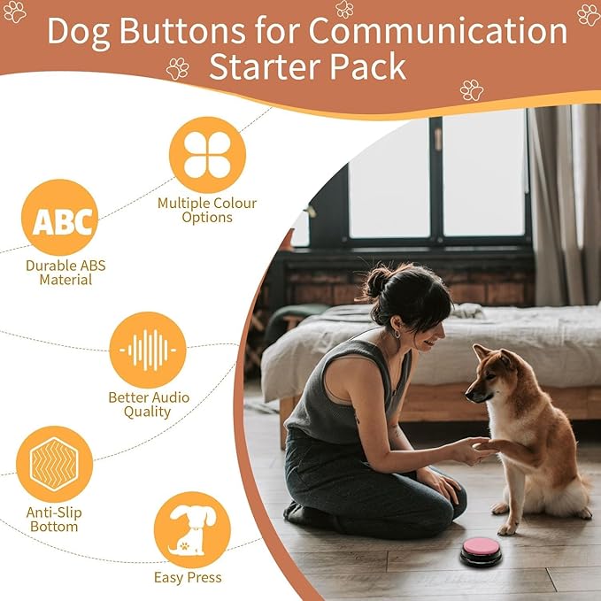Set of 12 Colors Dog Buttons-Recordable Button-Voice Recording Button,Dog Buttons for Communication Pet Training Buzzer, 30 Second Record & Playback,Funny Gift for Study Office Home(12 Piece)