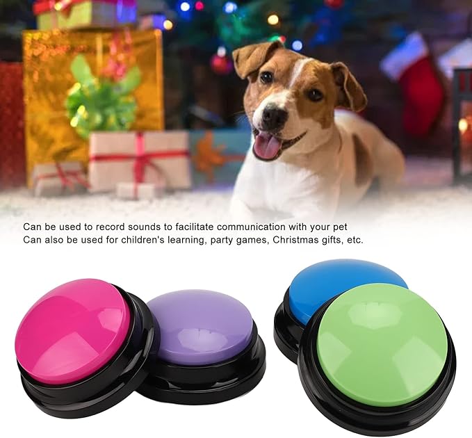 Sanpyl Dog Buttons, 4Pcs Dog Talking Set Voice Recorder for Dog Communication, Pet Recordable Buttons 30s Clear Voice Recording Funny Dogs Cats Pets, Easy Press