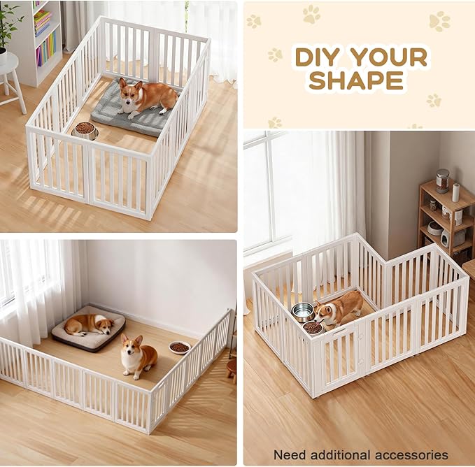 Dog Playpen, Clear Dog Pen, Dog Pen Indoor, Easy to Install and Remove Dog Play Pen, Puppy Playpen Suitable for Dogs, Cats,Dog Playpen Indoor (White, 23.6 inch Height, 10 Panels)