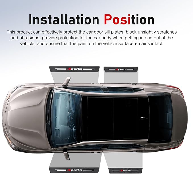 9 PCS Car Door Sill Protector, Carbon Fiber Rear Bumper Guard Strip, Leather Threshold Sticker, Anti-Scratch Auto Door Entry Guards Sill Protector, Universal for Most Vehicles (Black)