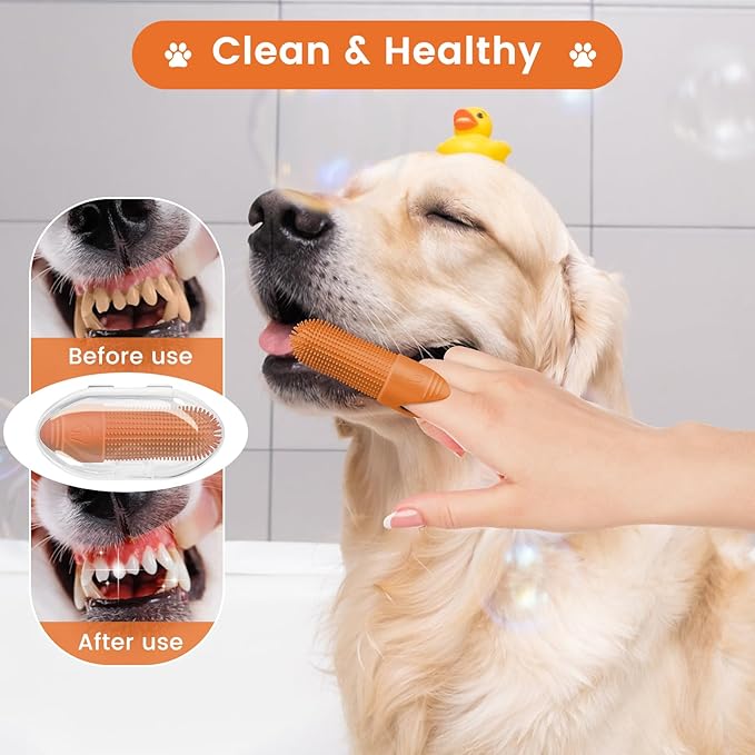 Dog Toothbrush, 6 Pack for Cats and Dogs, 360 Cleaning Finger Toothbrush Small Breed with Individual Package, Soft and Durable