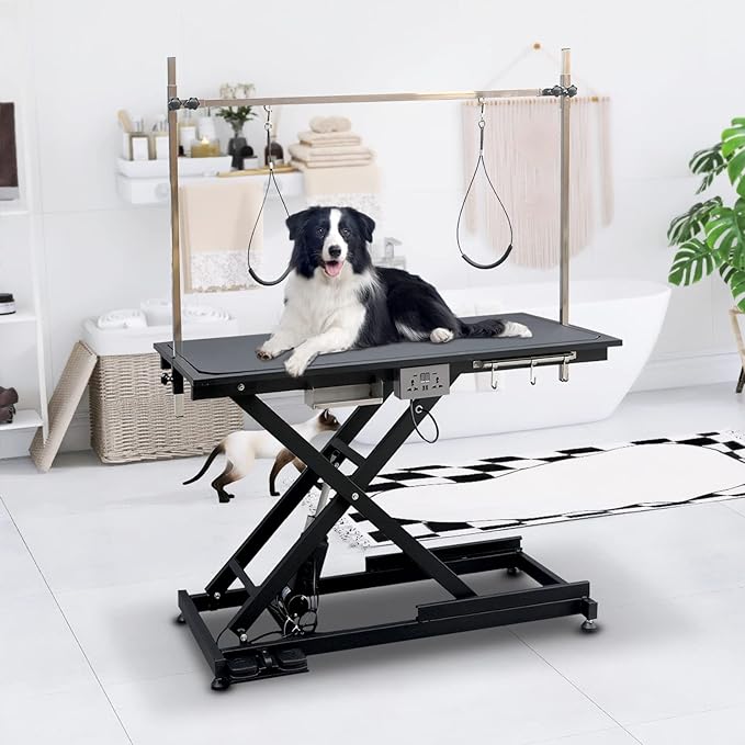 49.6” Pet Dog Grooming Table Adjustable Professional Trimming Table with Arms,Noose for Large Cat Shower Table, Maximum Capacity Up to 330LBS