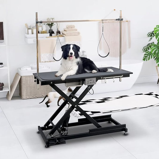 49.6” Pet Dog Grooming Table Adjustable Professional Trimming Table with Arms,Noose for Large Cat Shower Table, Maximum Capacity Up to 330LBS