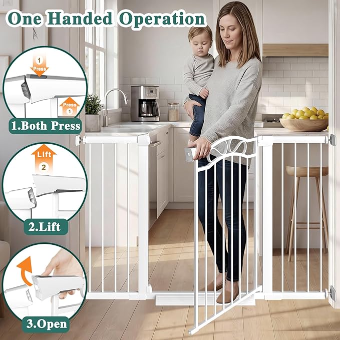 Fairy Baby 81.9"-84.6" Extra Wide Press Mounted Baby Gate Indoor for Kids Or Pets Walk Thru No Drill Long Dog Gates for The House Doorway Child Safety Gate