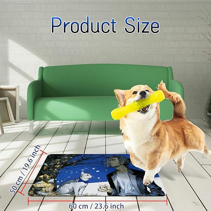 Dog Food Mat, 19.6" x 23.6" Absorbent Pet Feeding Mat for Food and Water, Waterproof Diatom Mud Pet Placemat with Non-Slip Rubber Backing, Easy Clean Cat Bowl Mat for Floors - Tree Cat Man