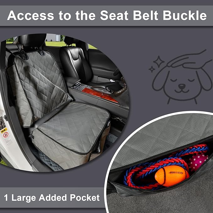 Dog Car Seat Cover Front Seat - Waterproof and Non-Slip, Heavy-Duty Pet Seat Protector with Side Flaps, Full Protection for Front Bucket Chairs on Cars SUVs Trucks (Grey, Standard Front)