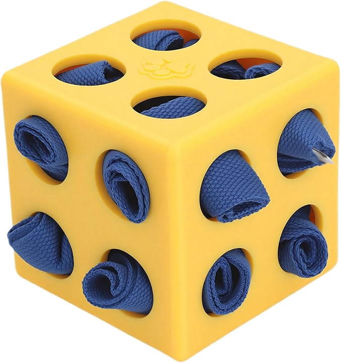 Dog Enrichment Toy Snuffle Ball Interactive Treat Dispenser Puzzle for Mental Stimulation with Slow Feeder Design for Dogs Pets (Yellow)
