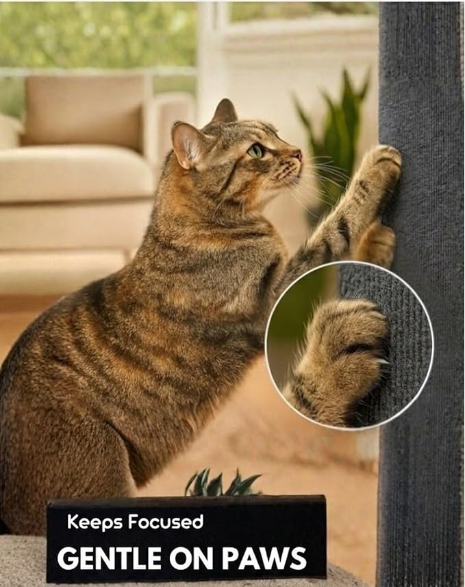 Corner & Wall Cat Scratch Mat, Self-Adhesive Trimmable Cat Scratcher, Wall Mounted Scratching Pad for Indoor Cats, Sofa Furniture Protector, Cat Post Replacement (Darkgrey, 23.6''x11.8'', 3-Pack)